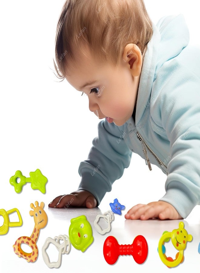 Lefan Baby Products Toys 8 Pcs Rattle Set with Teathers for Newborn Baby Gifts Toy for Babies Children Rattles Set 6-12 Months Teething Toys 3-6 Months Newborn Boy Girl - Image 4